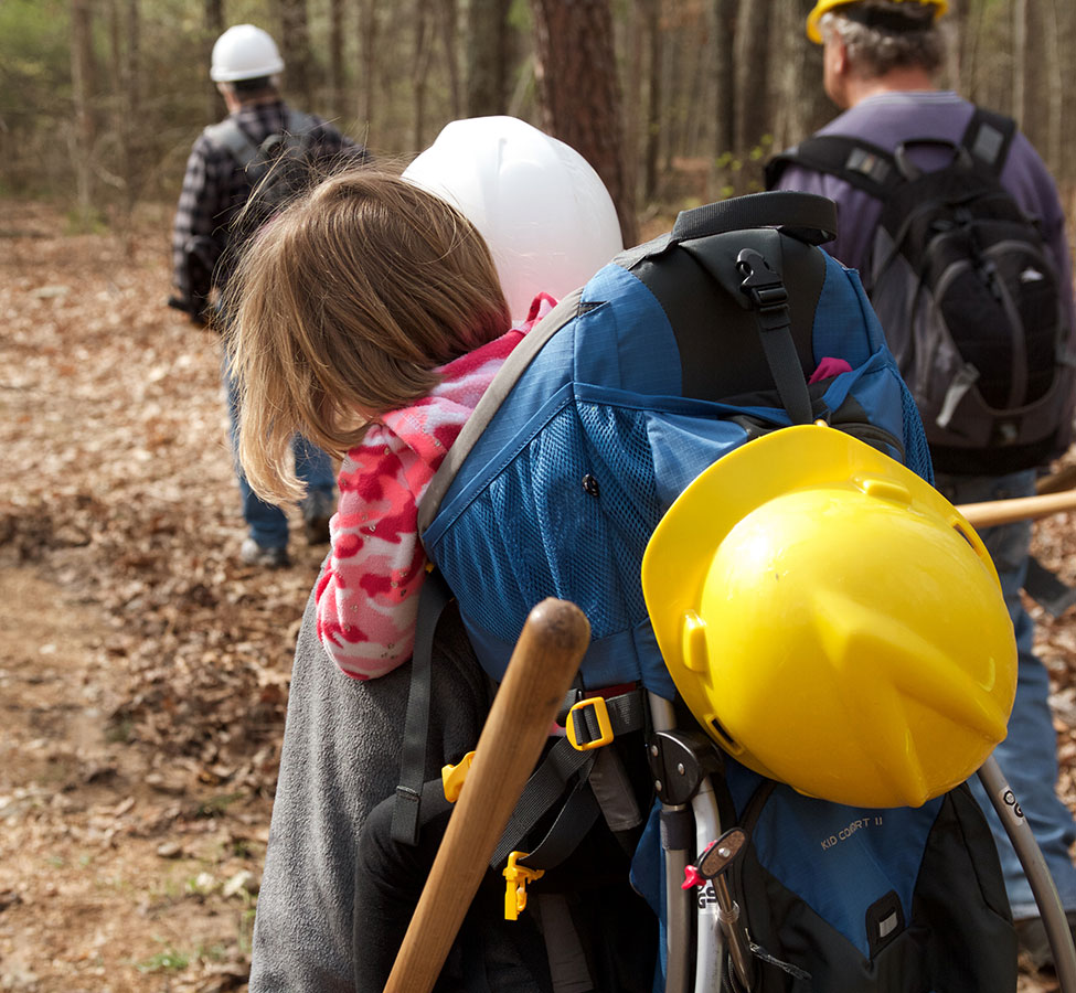 mother and daughter building the ozark trail